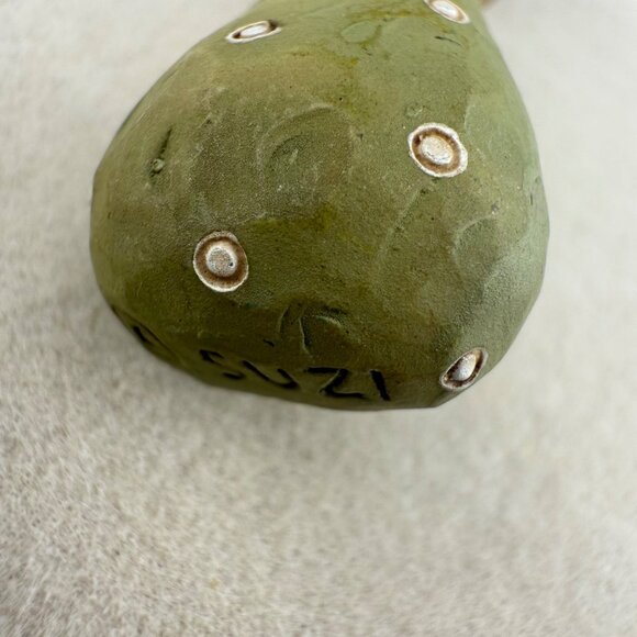 Handcrafted Green Bunny Rabbit Brooch Pin With Polka Dot Ears & Decorative Accen - Picture 2 of 5